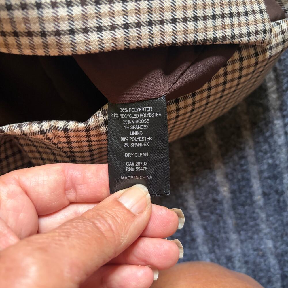 Joie houndstooth double-breasted Blazer Brown Size Medium - Picture 2 of 8